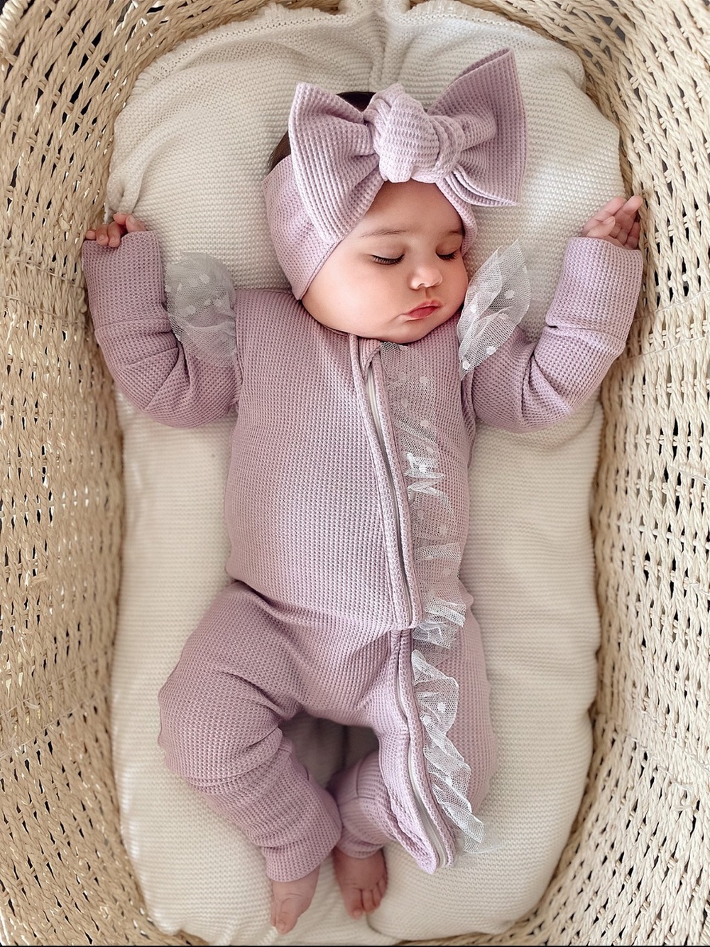 Before & Ever Lilac Baby One-Piece with Ruffle Trim
